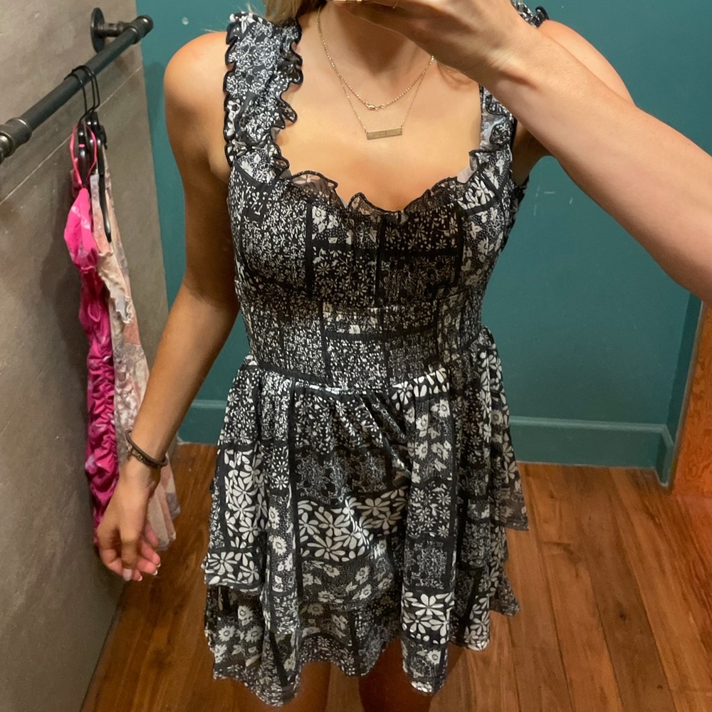Black and white romper worn once